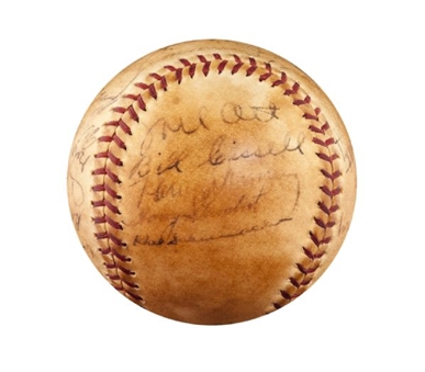 1938 New York Giants Team Signed Baseball (22 Signatures incl Mel Ott)